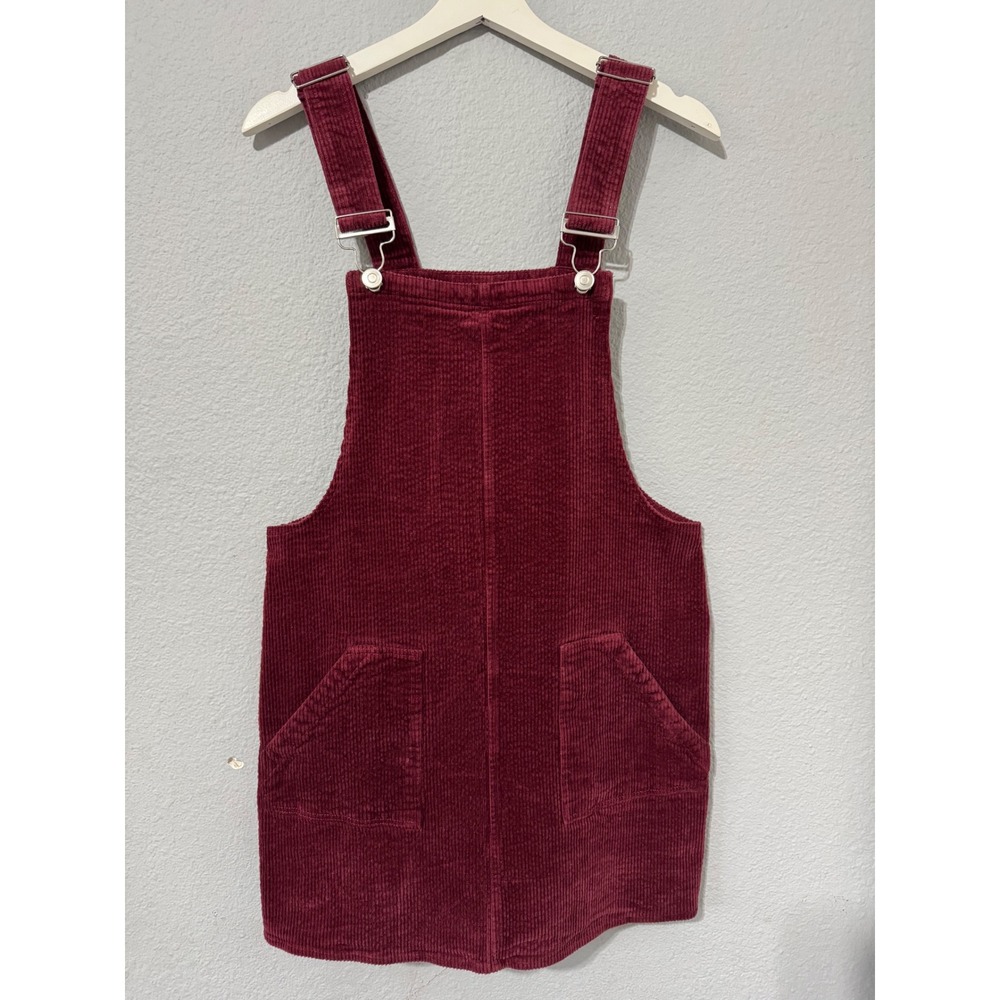 Riley & James Womens Burgundy Corduroy Pinafore Overall Jumper Dress Size L